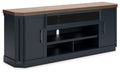 Landocken - XL TV Stand With Fireplace Option - Brown / Blue
