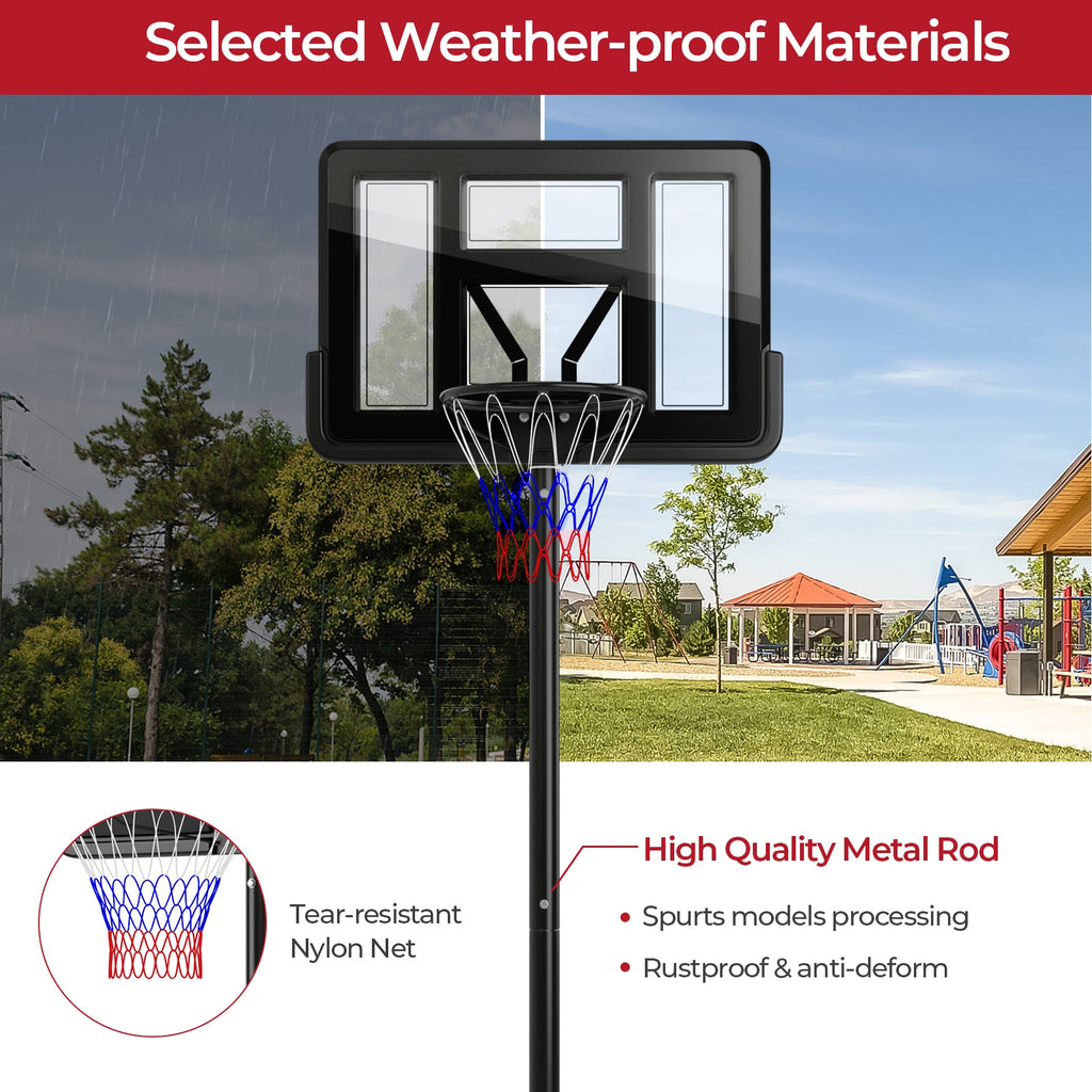 Portable Basketball Hoop with 9-Position Adjustable Height