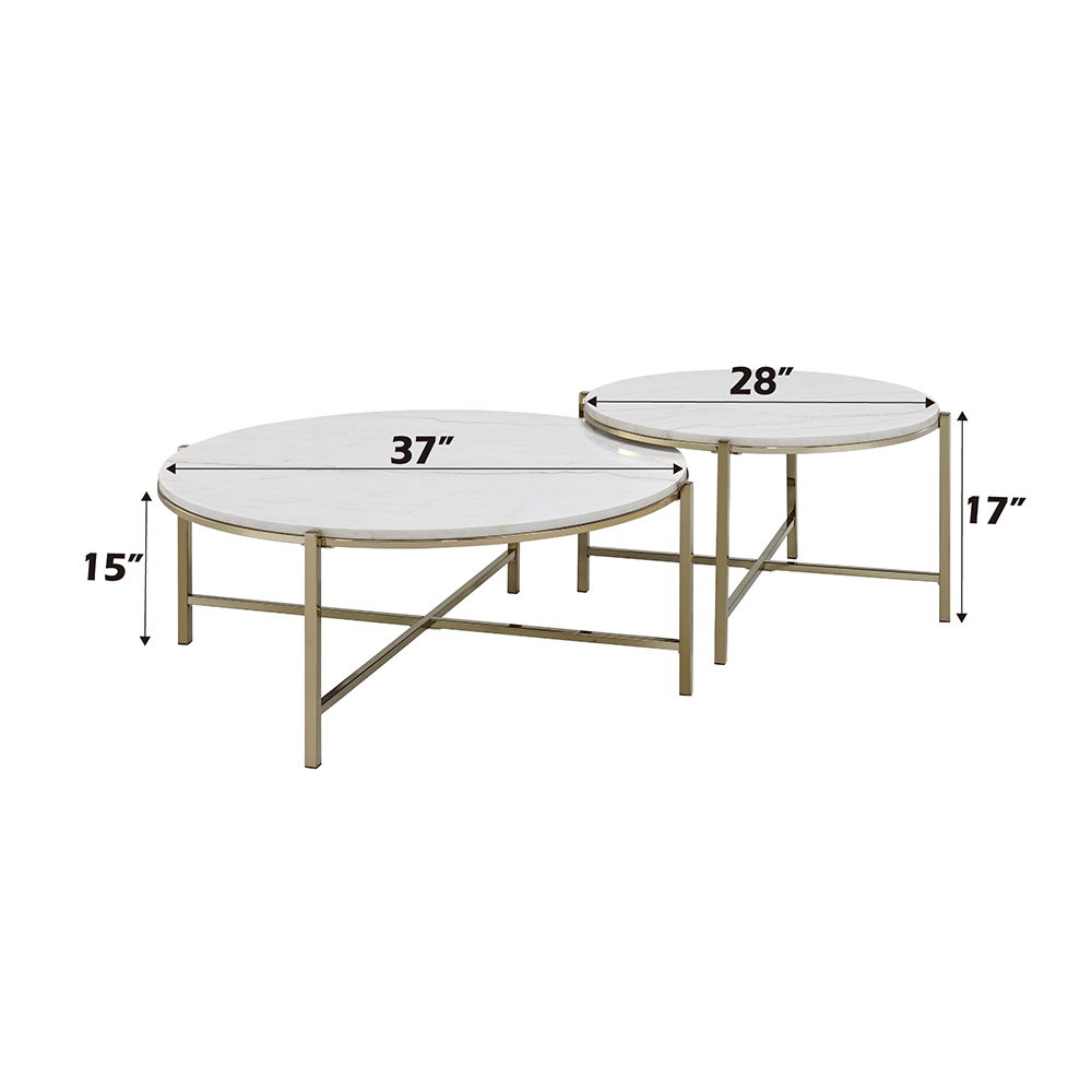 Zaidee - Nesting Table Set - Natural Marble Top & Nickel