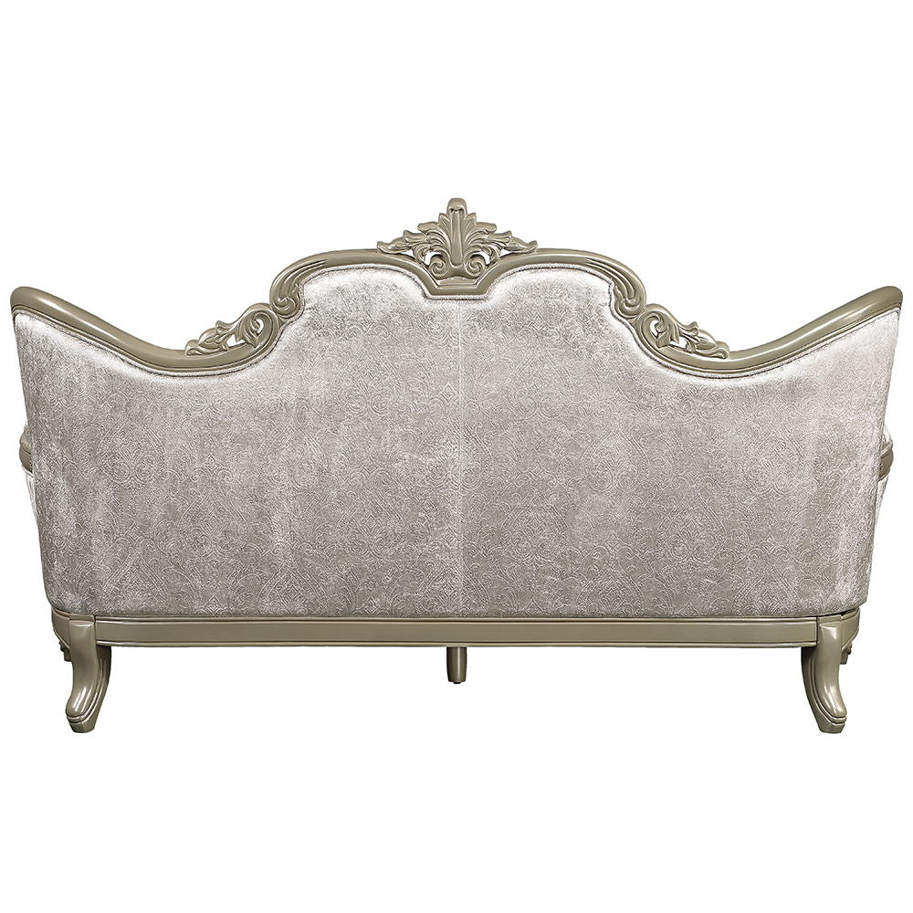 Libertee - Sofa With 5 Pillows - Beige Fabric & Champagne