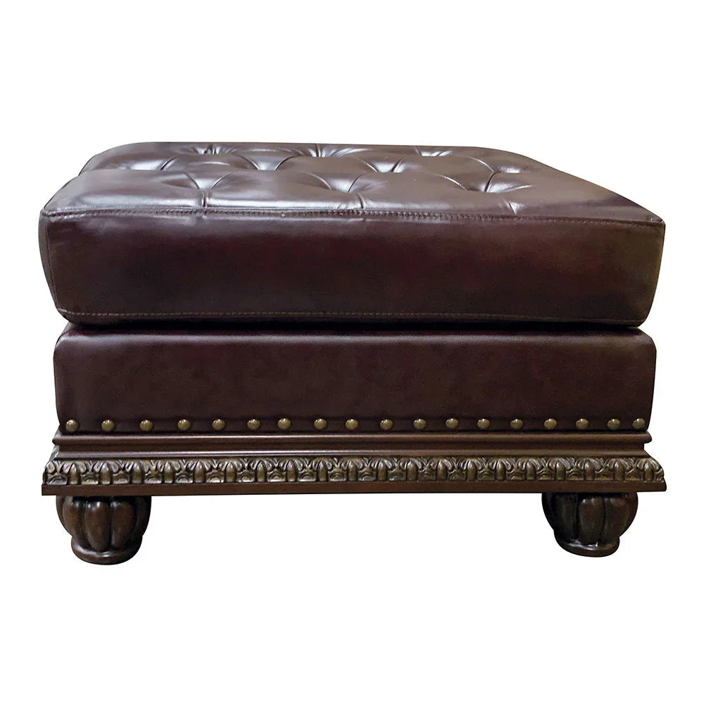 Anondale - Ottoman - Espresso Top Grain Leather Match & Cherry