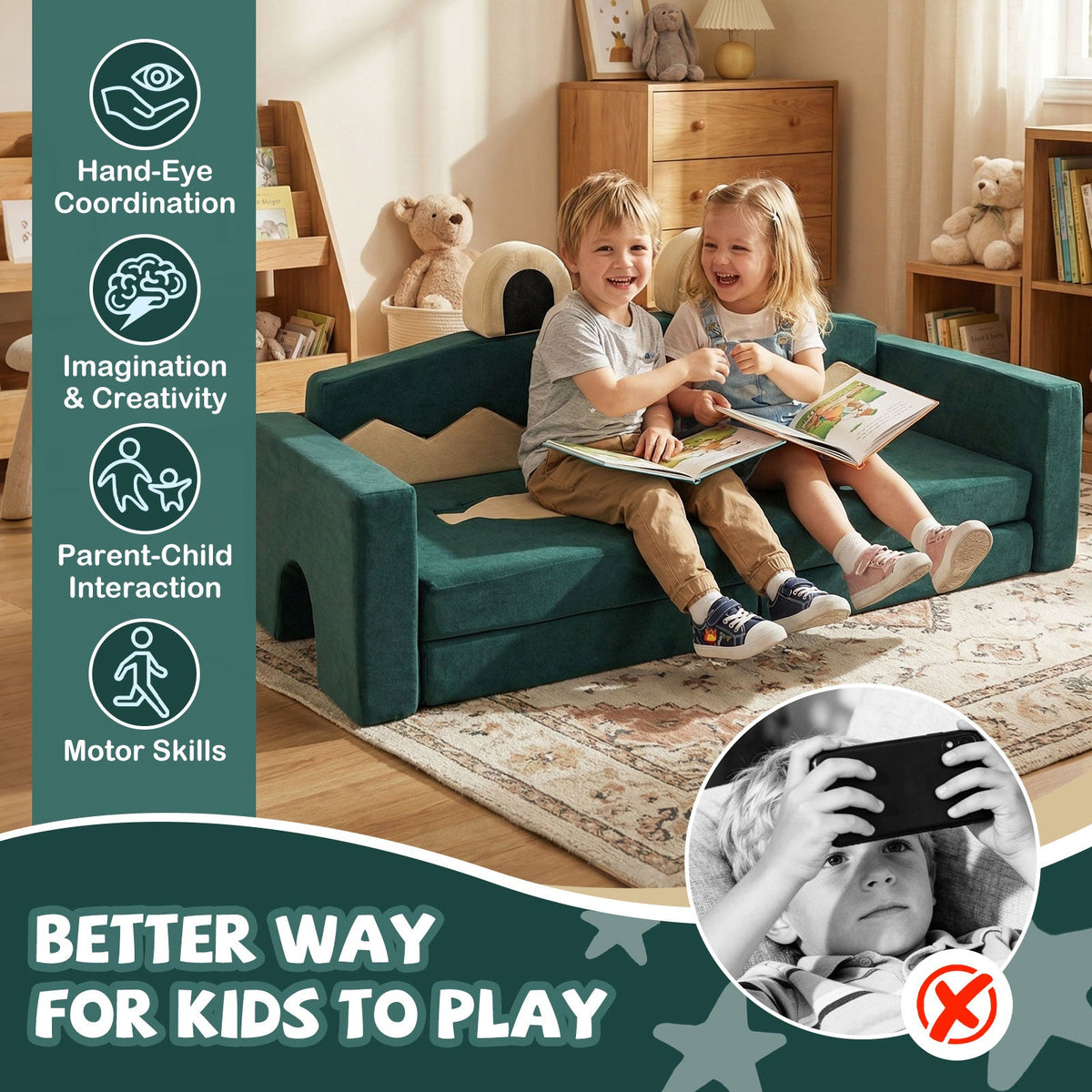 17 Pieces Modular Kids Play Couch for Inspiring Creativity