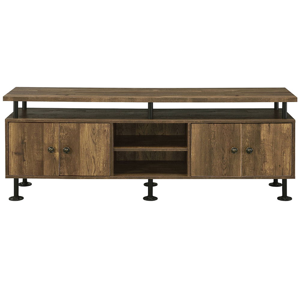 Ensata II - TV Stand - Rustic Oak & Black