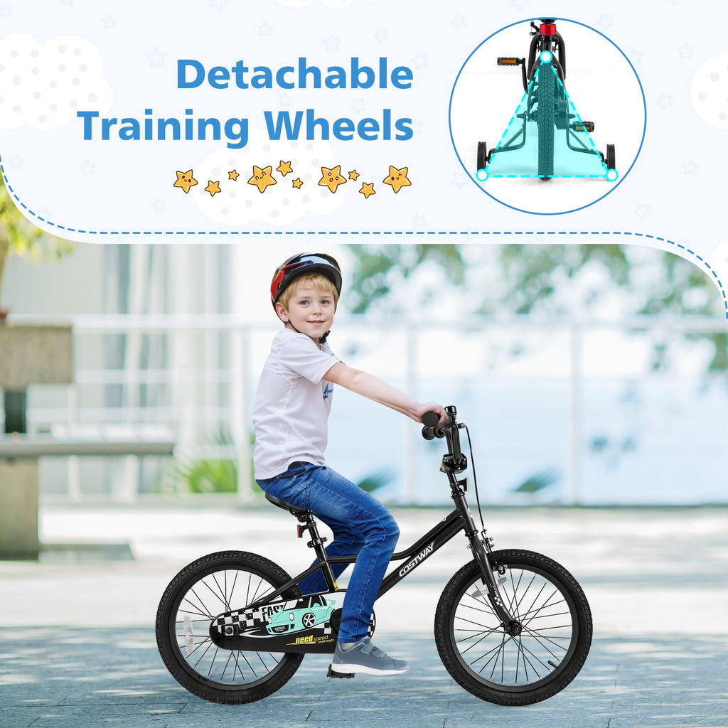 18 Inch Kids Bike Adjustable for 4-8 Years Old with Low-Step Frame