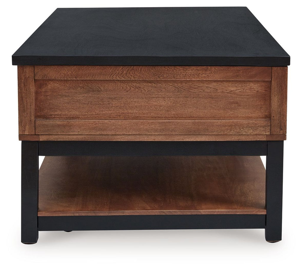 Kallari - Lift Top Cocktail Table - Warm Brown / Black