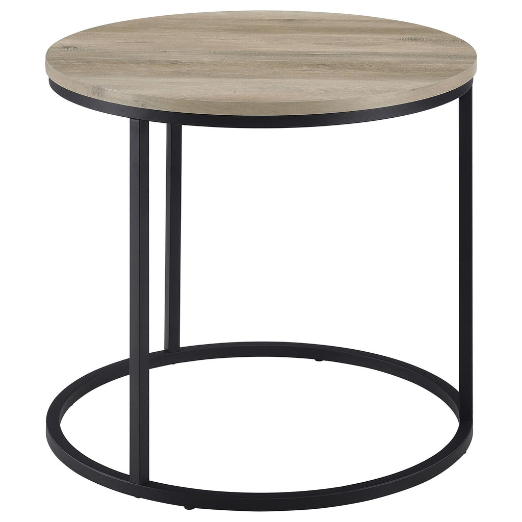 Lainey Round Occasional Side End Table Distressed Pine