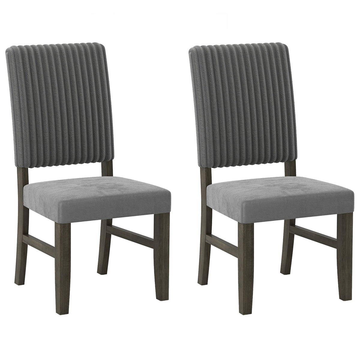 Dining Chair Set of 2 Mid-Century Modern Velvet Fabric Upholstered Chairs-Grey