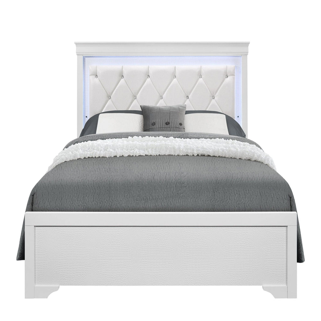 Shaker - Bed With LED Lighting And Crystal Inspired Tufted Headboard