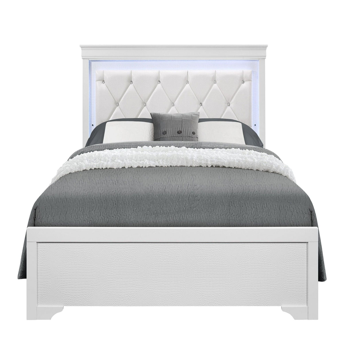 Shaker - Bed With LED Lighting And Crystal Inspired Tufted Headboard