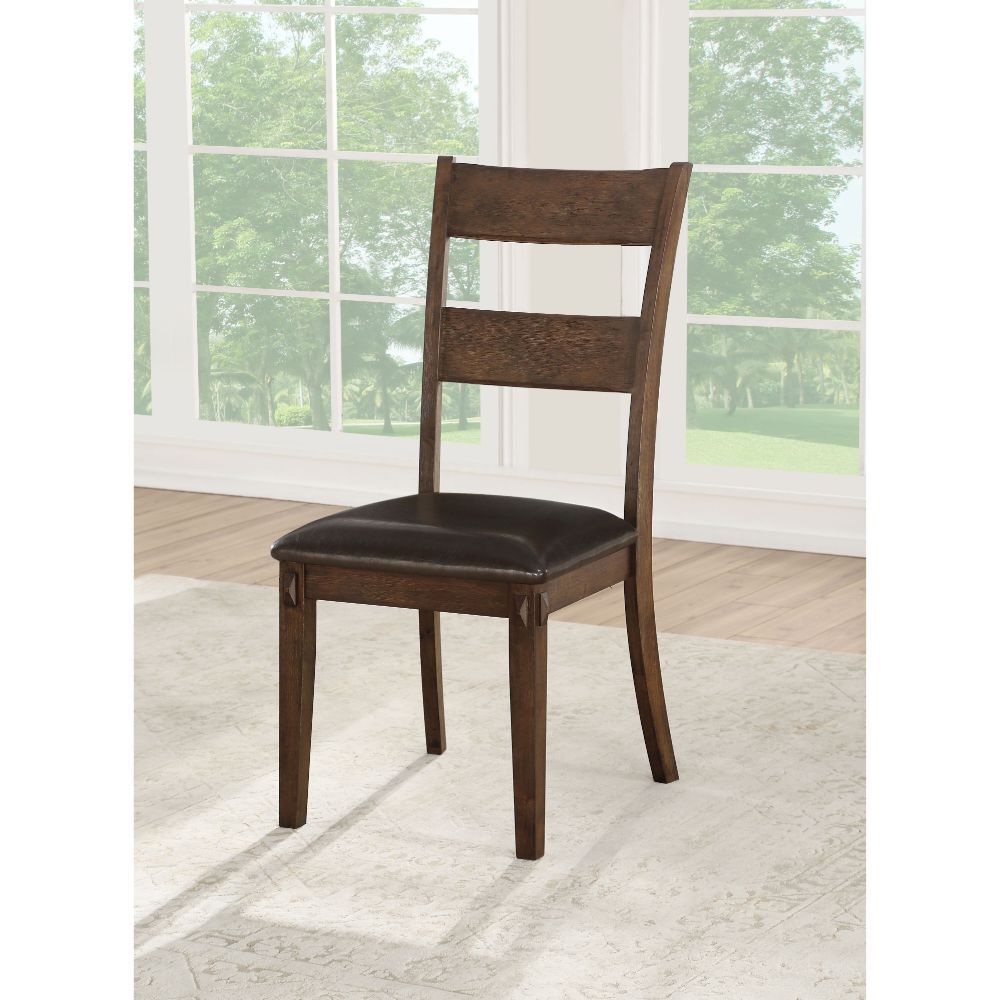 Nabirye - Side Chair (Set of 2) - Esspresso Synthetic Leather & Dark Oak