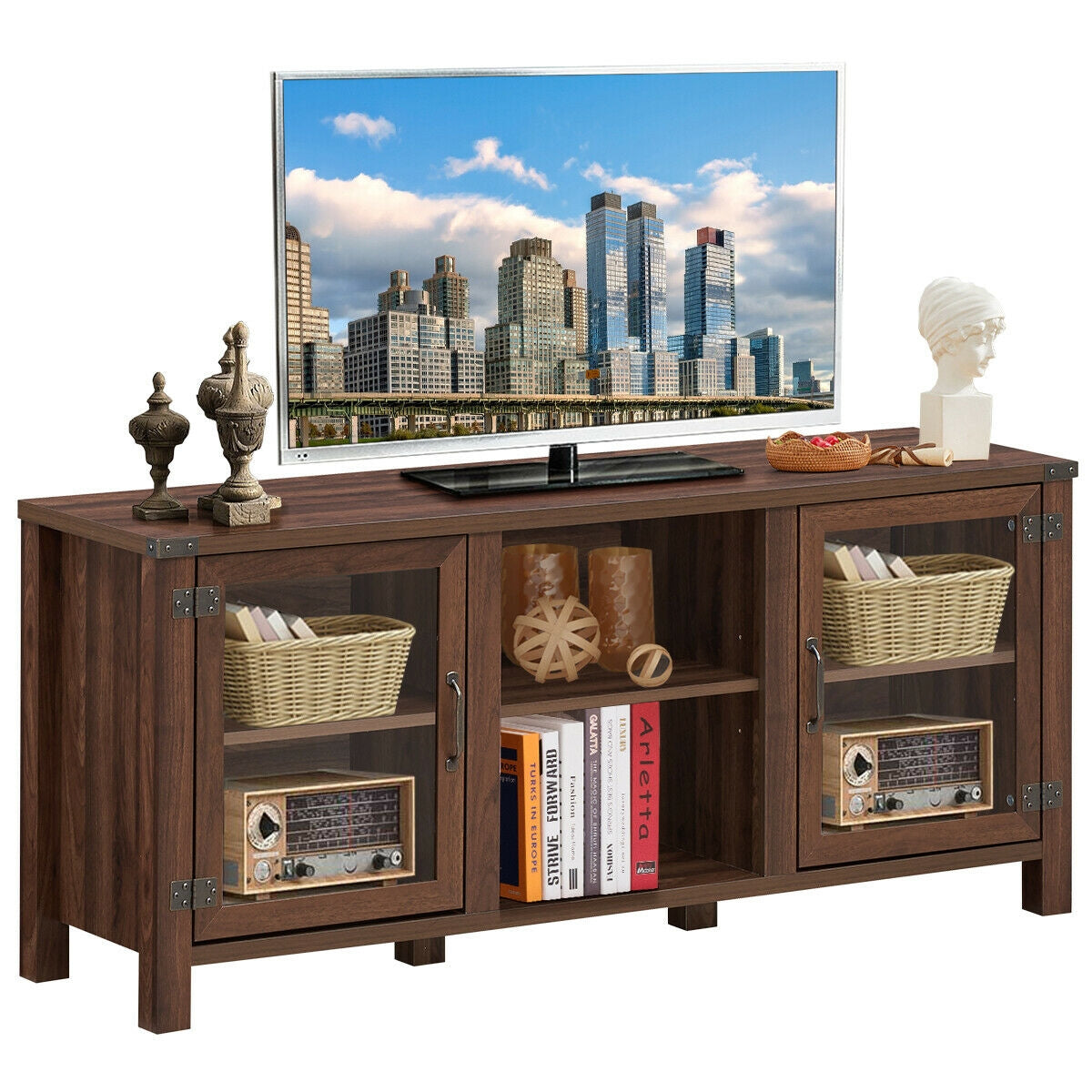 TV Stand Entertainment Center for TVs up to 65 Inch with Storage Cabinets