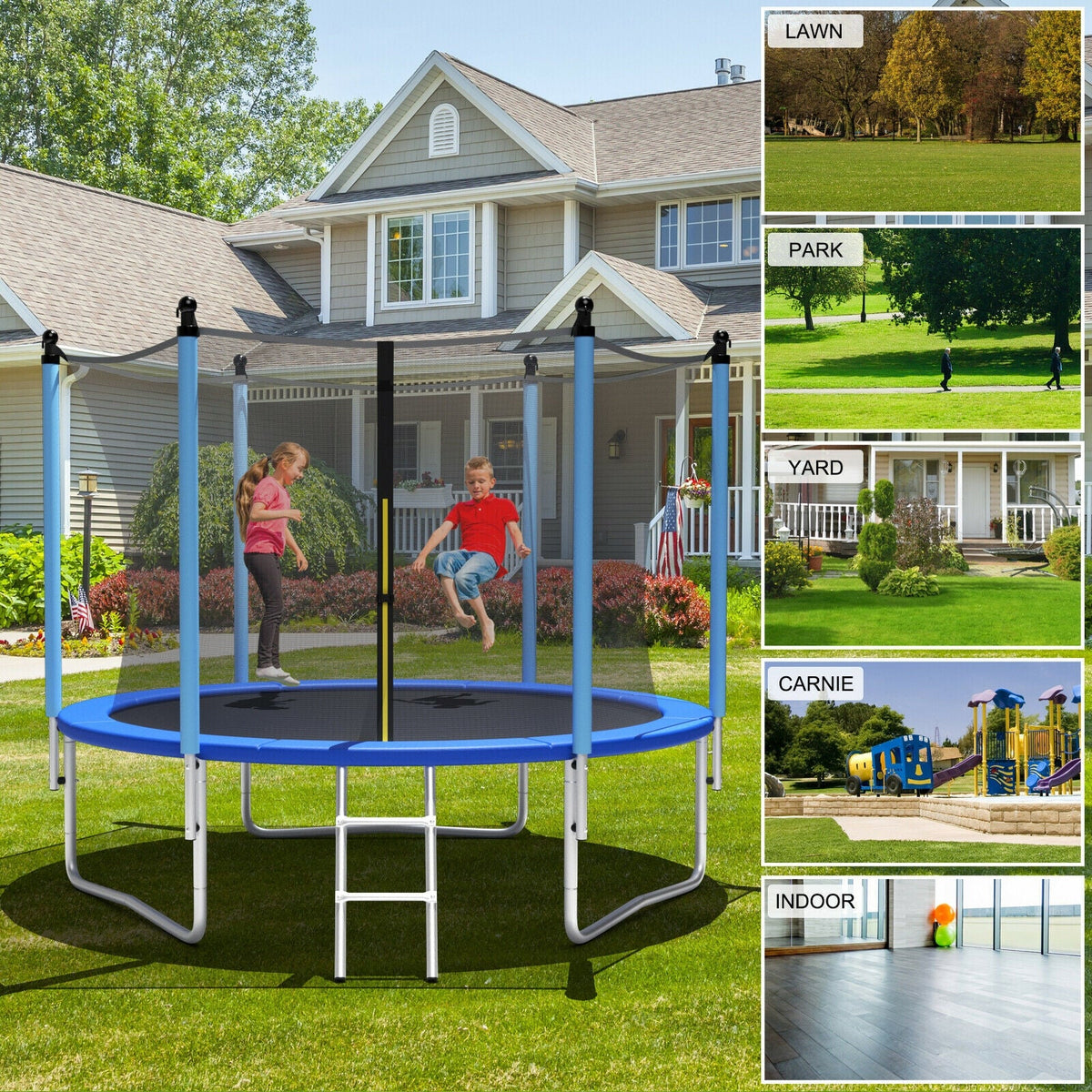 Outdoor Trampoline with Safety Closure Net