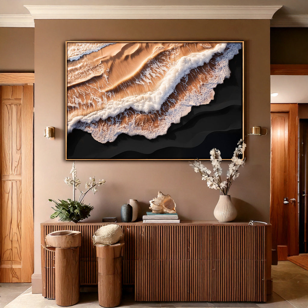 Amber Ocean Waves Wall Art