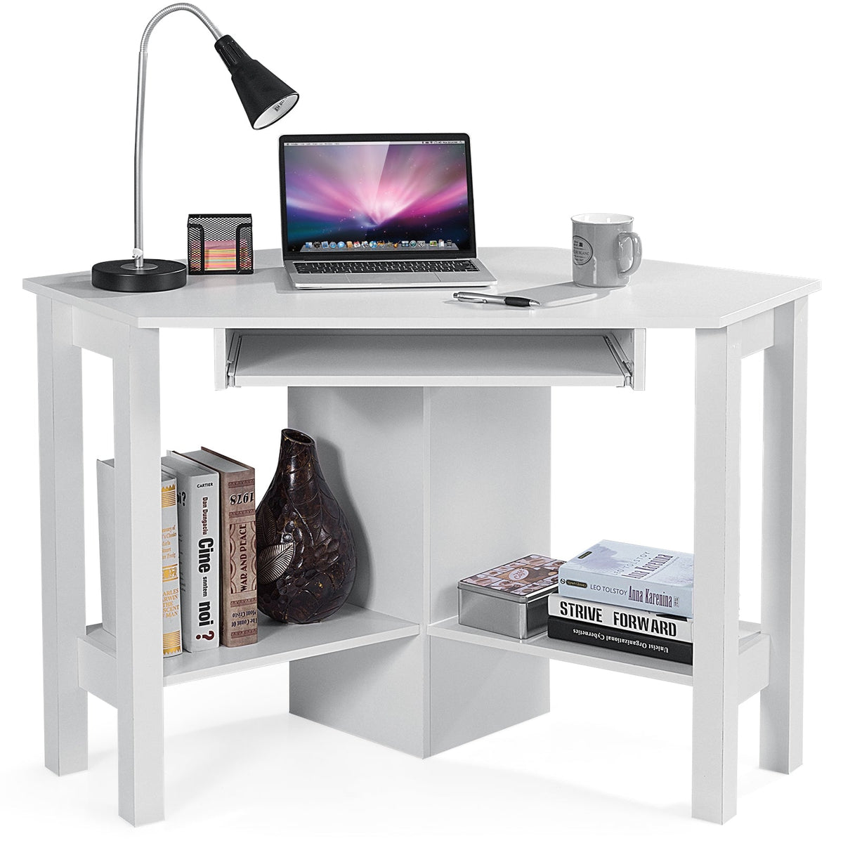 Wooden Study Computer Corner Desk with Drawer