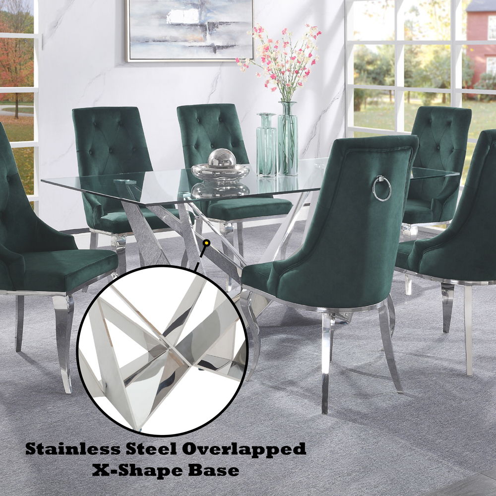 Dekel - Dining Table - Clear Glass Top & Stainless Steel