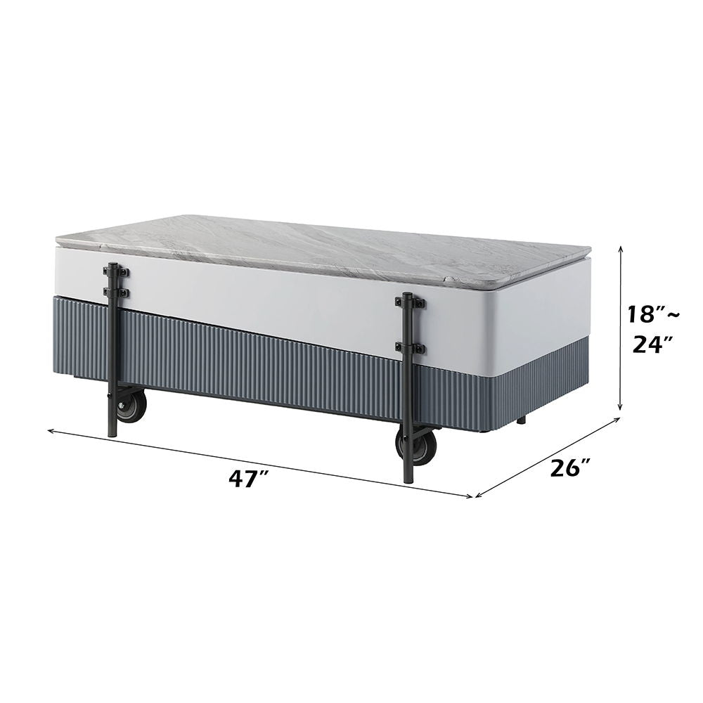 Wilkins - Coffee Table With Lift Top - Gray & White High Gloss
