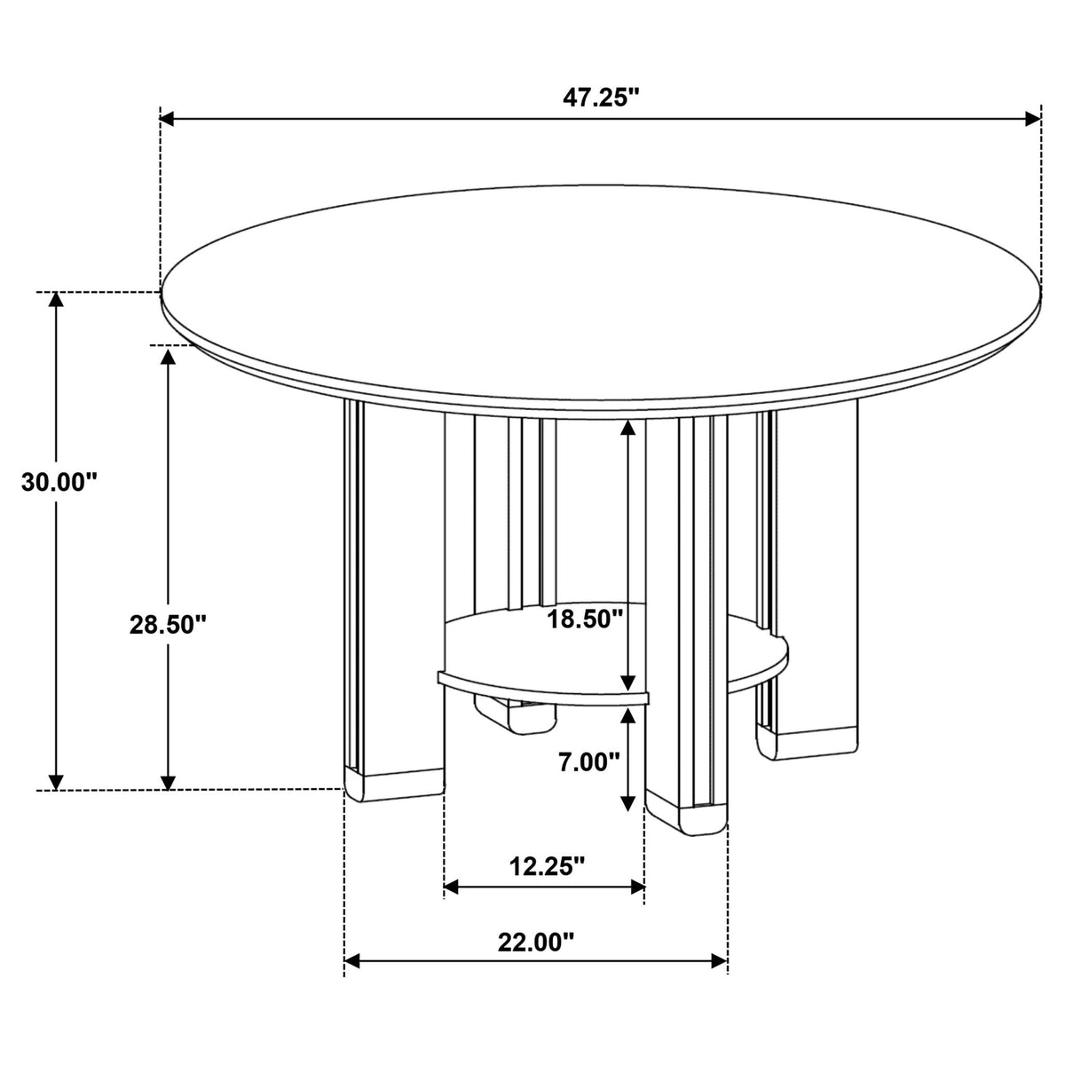 Ottowa 47-inch Round Wood Dining Table with Shelf Brown