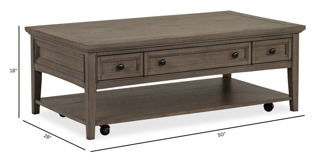 Paxton Place - Rectangular Cocktail Table With Casters - Dovetail Gray
