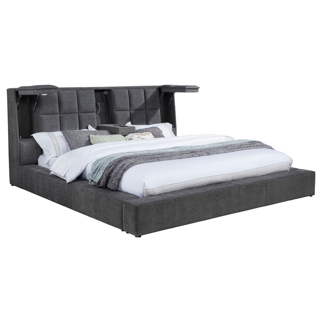 Dreux Upholstered Queen Panel Platform Bed Grey