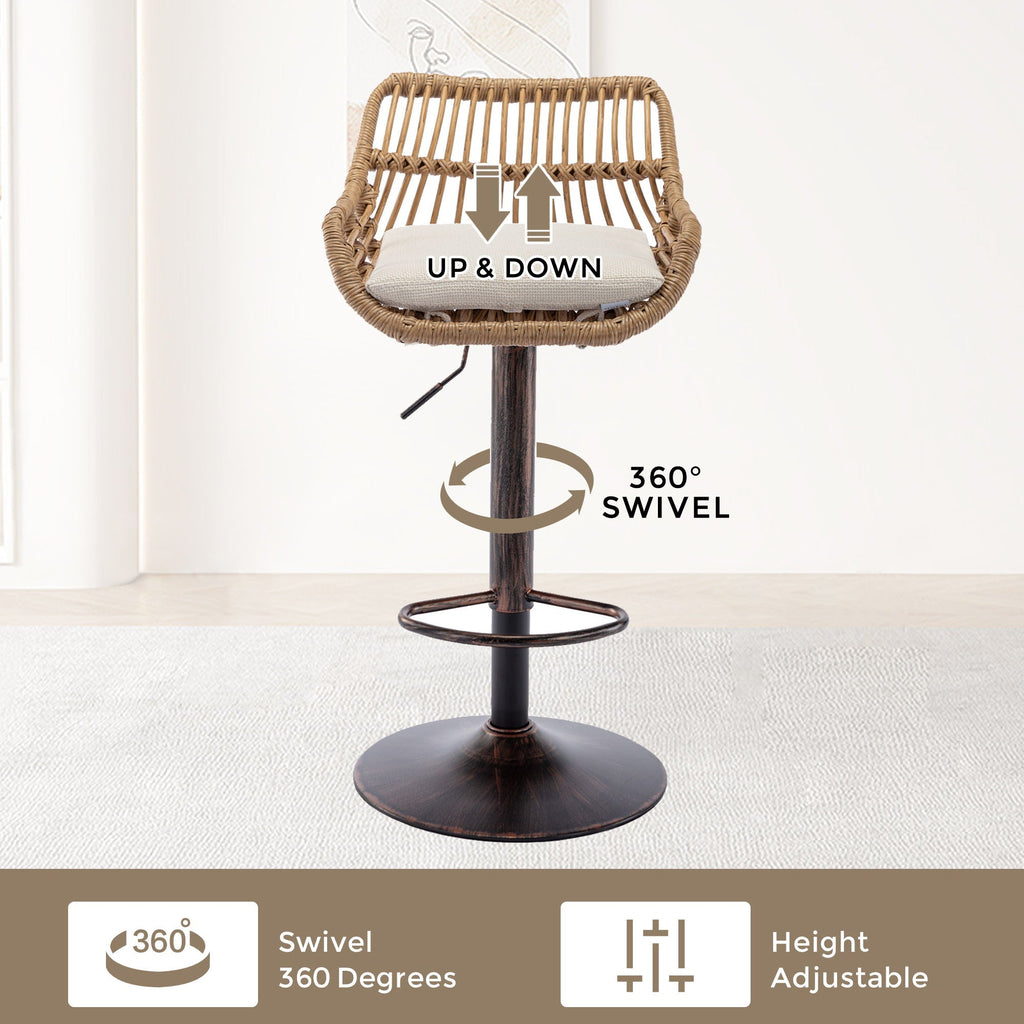 Modern Swivel Bar Stools Adjustable Counter Chairs With Footrest (Set of 2)