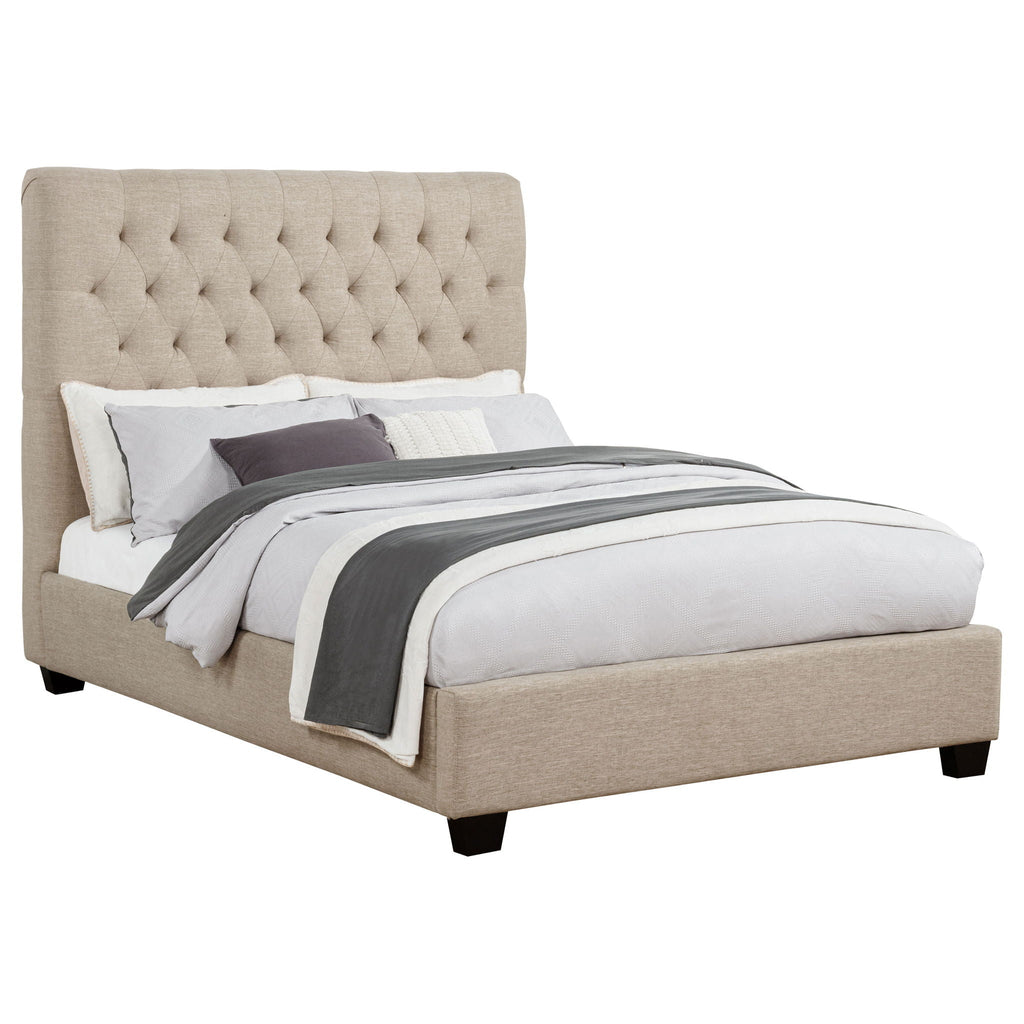 Chloe Upholstered Full Panel Bed Oatmeal