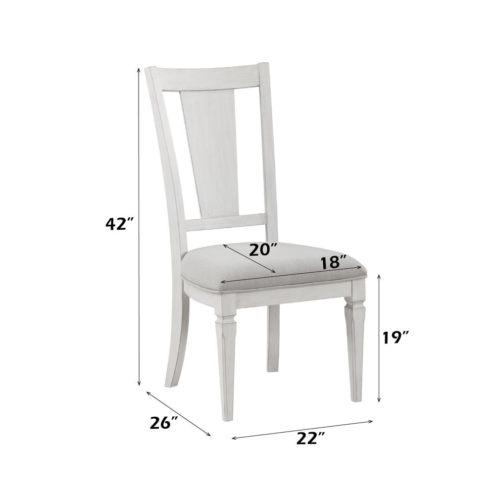 Katia - Side Chair (Set of 2) - Light Gray Linen & Weathered White