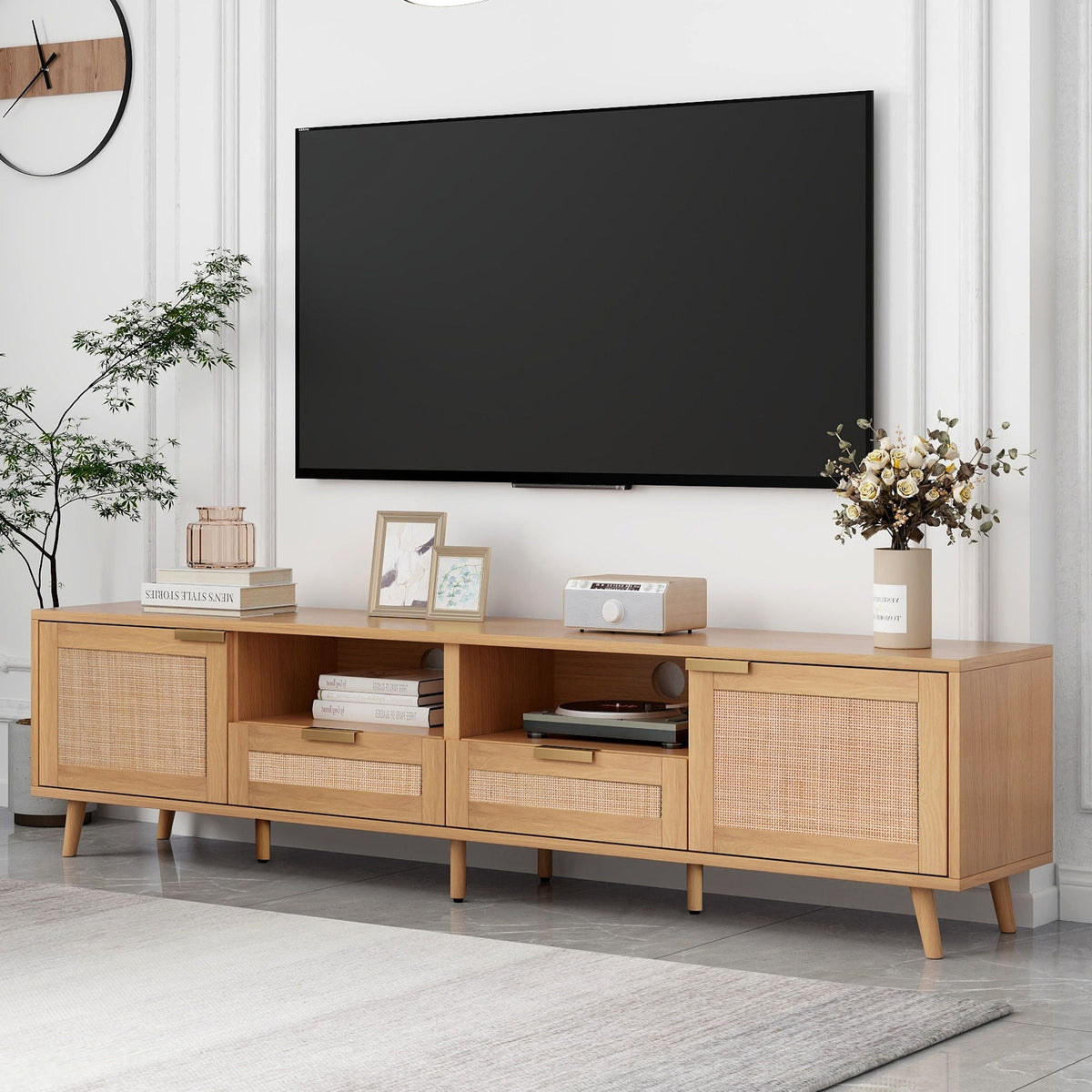 TV Stand, Media Console With Cable Management