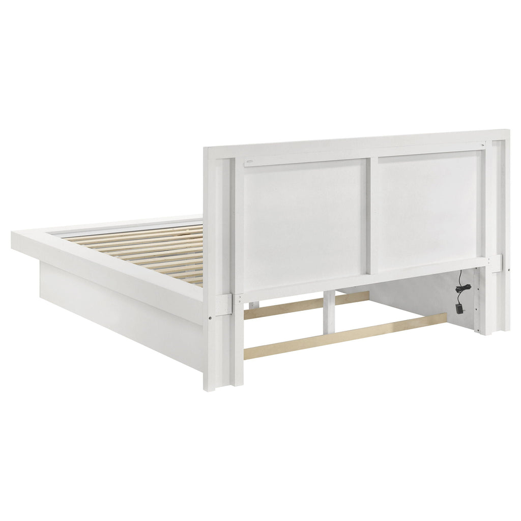 Jessica Wood Queen LED Panel Bed Snow White