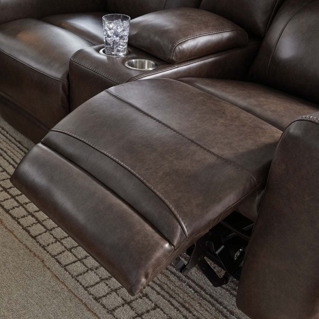 Crossplex - Power Reclining Loveseat / Console / Adjustable Headrest - Smoke