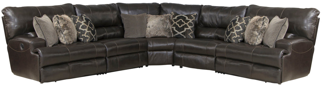 Como - 5 Piece Italian Leather Match Reclining Sectional