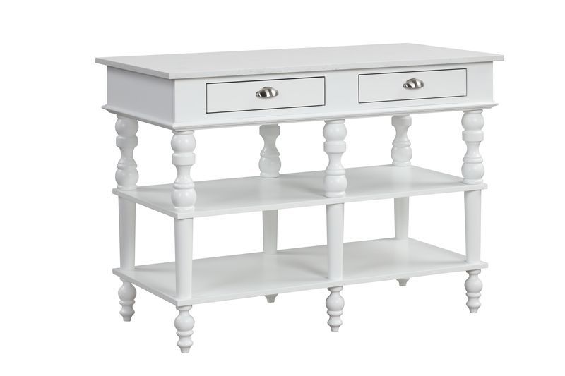 Rorratt - Kitchen Island - Marble Top & White