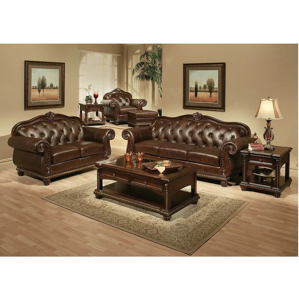 Anondale - Chair - Espresso Top Grain Leather Match & Cherry