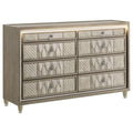 Lorient 8-drawer LED Bedroom Dresser Cabinet Ivory and Camel
