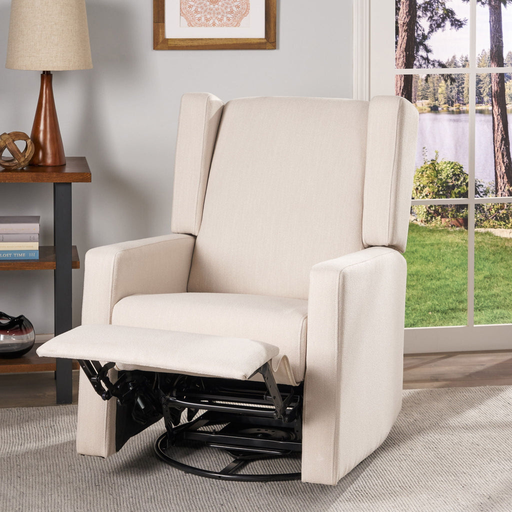 Landau Contemporary Fabric Upholstered Swivel Recliner