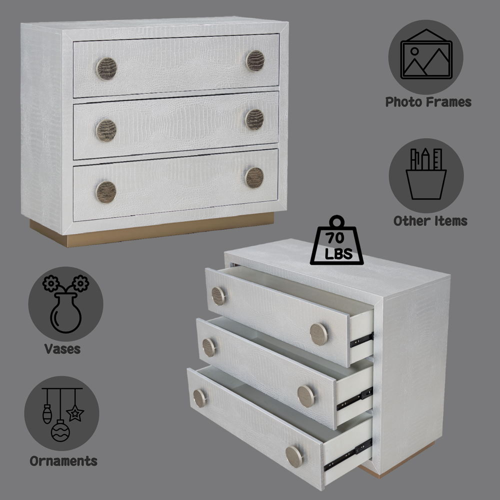 Anpu - Console Cabinet - Silver Faux Crocodile Skin