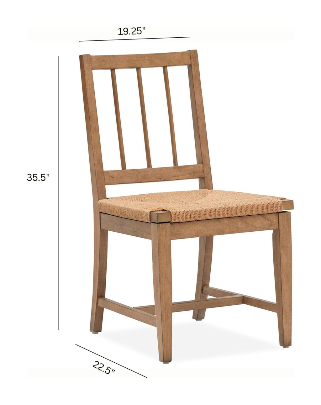 Lindon - Dining Side Chair With Paper Cord Seat (Set of 2) - Belgian Wheat / Light Brown