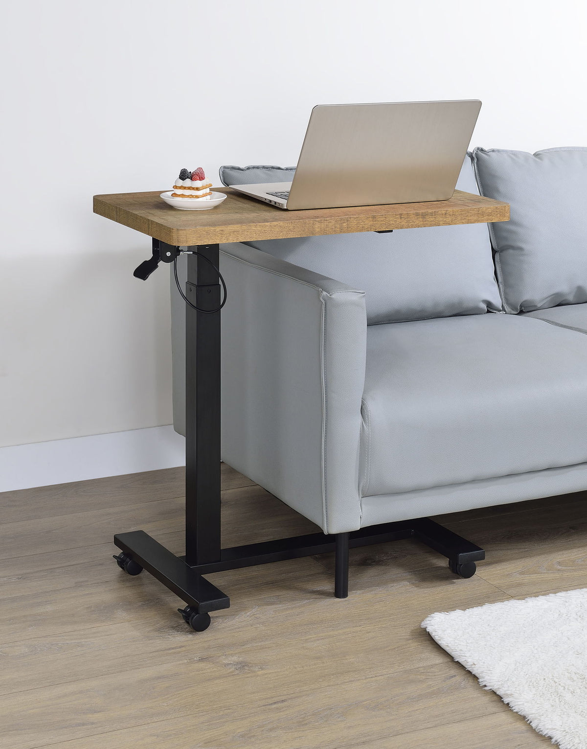 Westpark Pneumatic Adjustable C-Shape Side Table with Casters Mango