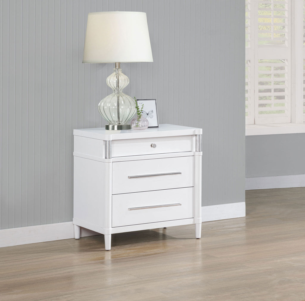 Gracemont 3-drawer Bedroom Nightstand Bedside Table White