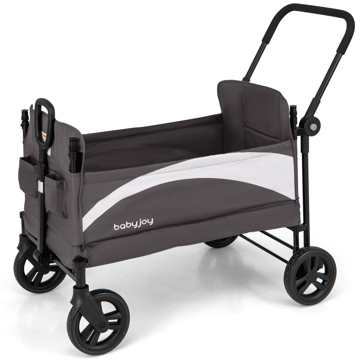 2-Seat Stroller Wagon with Adjustable Canopy and Handles