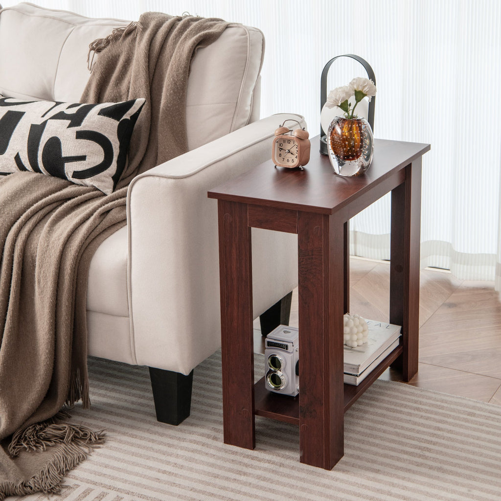 2-Tier Modern Compact End Table with Storage Shelf