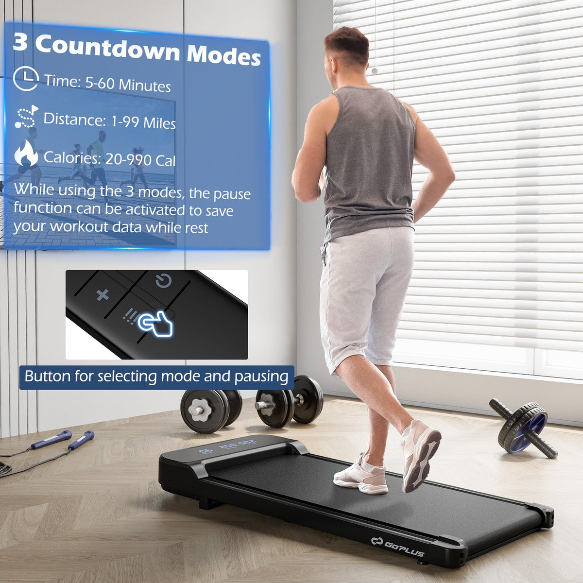 2.5HP Under Desk Treadmill with Remote Control and 3 Countdown Modes