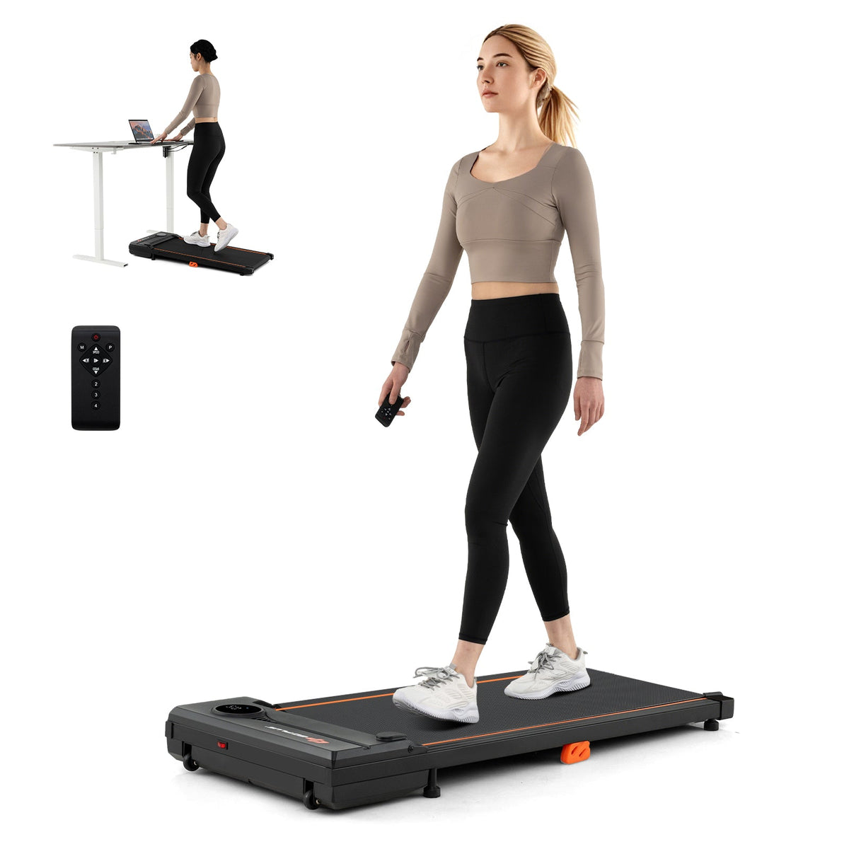 2.5HP Under Desk Treadmill with Remote Control for Home Office-Black