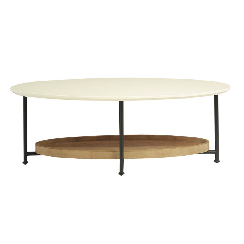 Oval Coffee Table - White / Natural