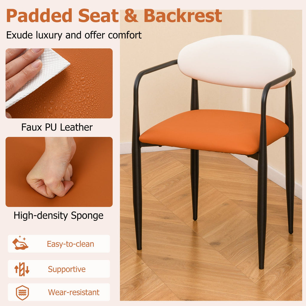 Modern Dining Chairs Set of 2 with Padded Seat and Curved Back