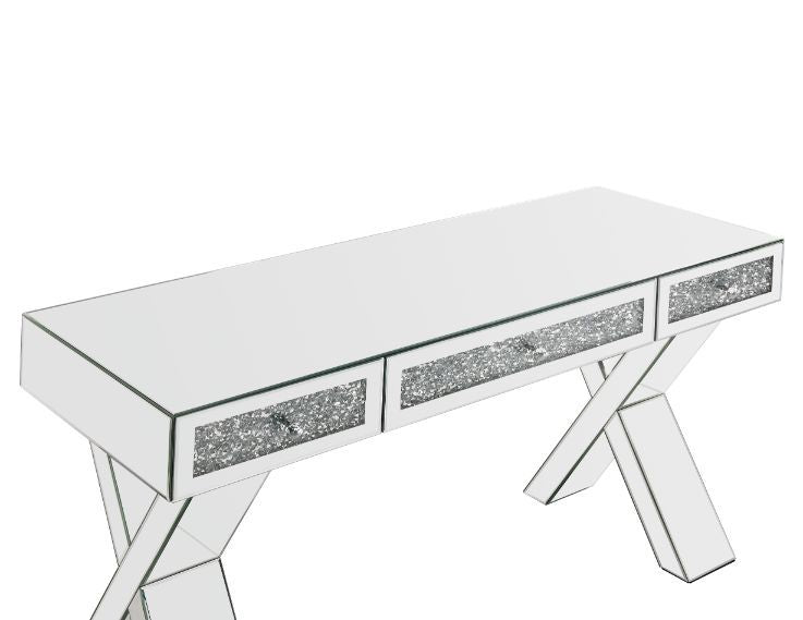 Noralie - 32" Writing Desk - Mirrored & Faux Diamonds