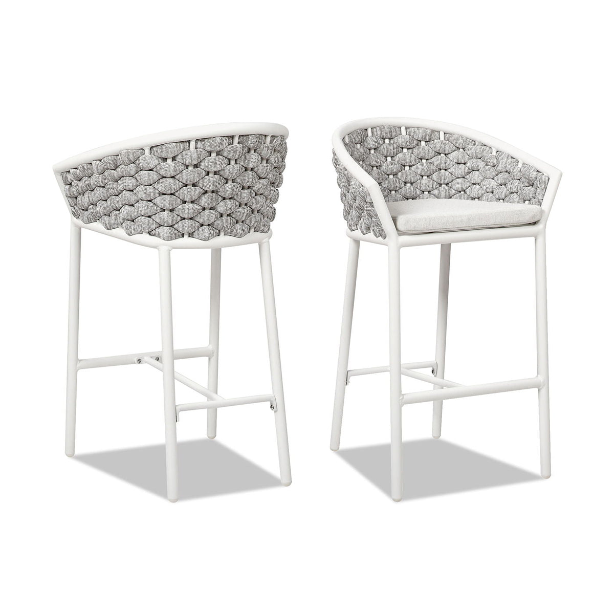 Rowan - Rope Barrel Low Back Patio Counter Stool (Set of 2) - White