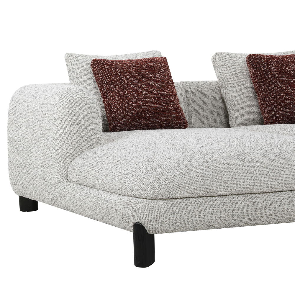 Mardi - Sectional Sofa With 6 Pillows - Maroon & Beige Tweed
