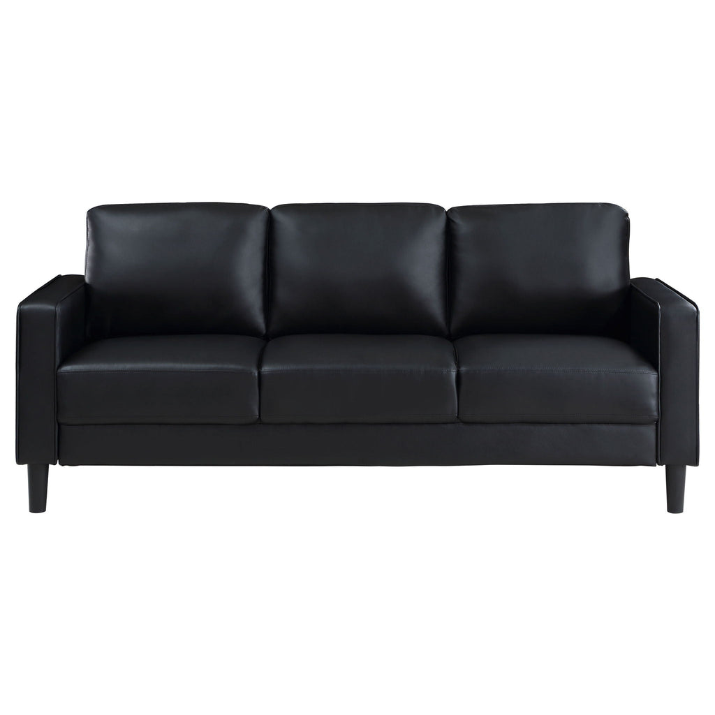 Ruth 2-piece Upholstered Track Arm Sofa Set Black