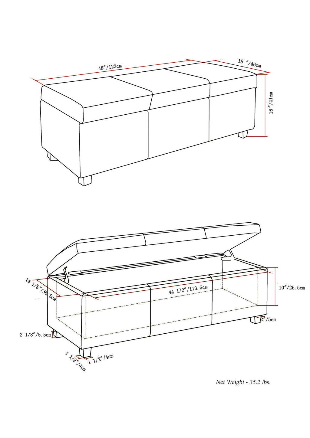 Avalon - Multifunctional Storage Ottoman Bench