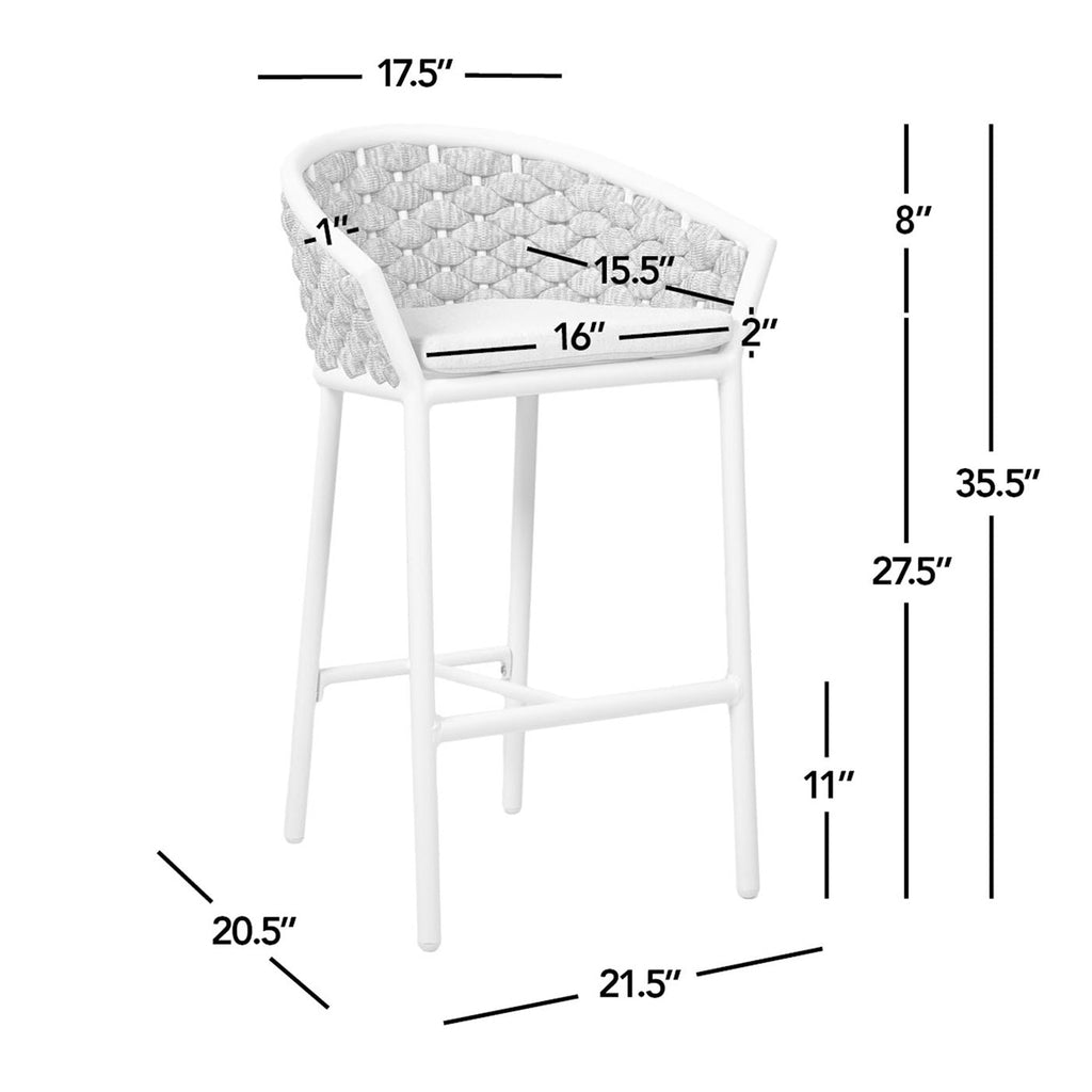 Rowan - Rope Barrel Low Back Patio Counter Stool (Set of 2) - White